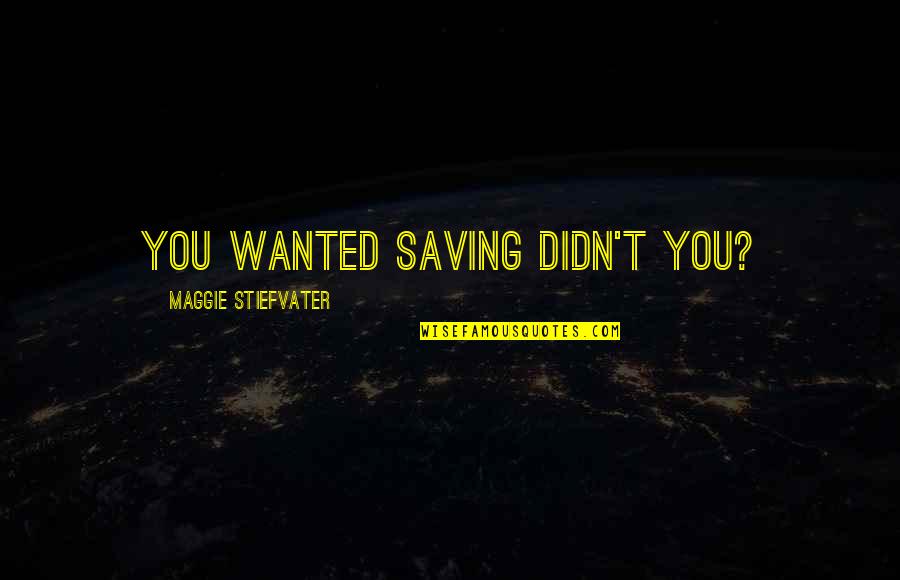 Controverting A Workers Quotes By Maggie Stiefvater: you wanted saving didn't you?