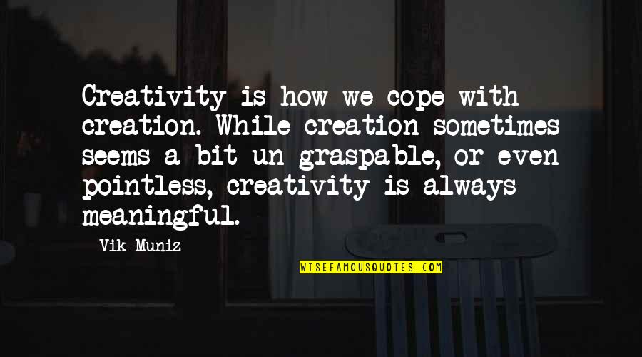 Cope With Quotes By Vik Muniz: Creativity is how we cope with creation. While