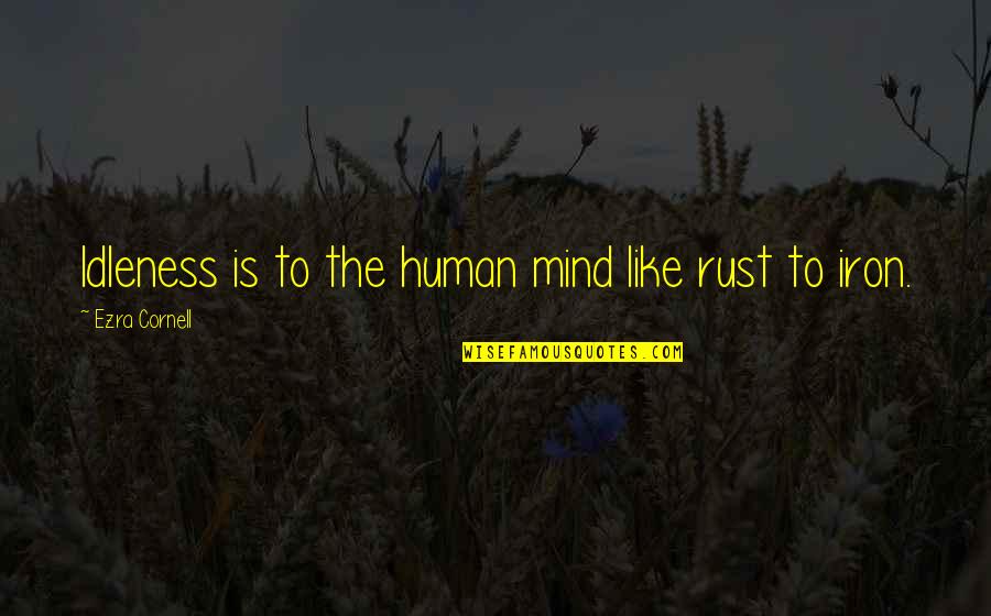 Cornell's Quotes By Ezra Cornell: Idleness is to the human mind like rust