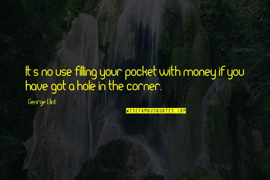 Corner No Quotes By George Eliot: It's no use filling your pocket with money