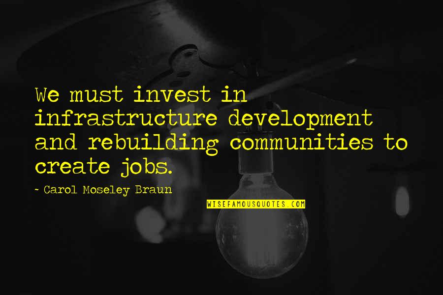 Correlazione Sinonimi Quotes By Carol Moseley Braun: We must invest in infrastructure development and rebuilding