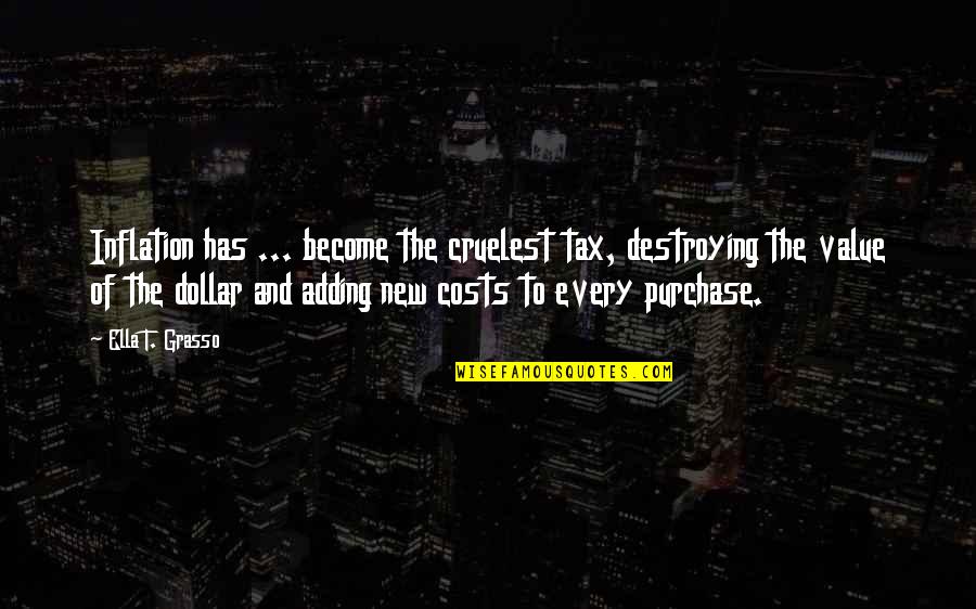 Cost And Value Quotes By Ella T. Grasso: Inflation has ... become the cruelest tax, destroying