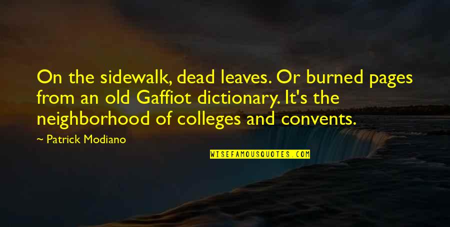 Coubebi Quotes By Patrick Modiano: On the sidewalk, dead leaves. Or burned pages