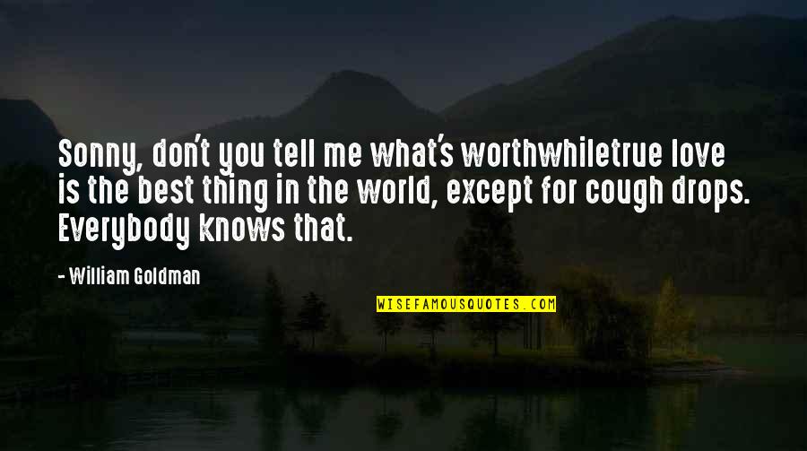 Cough Drops Quotes By William Goldman: Sonny, don't you tell me what's worthwhiletrue love