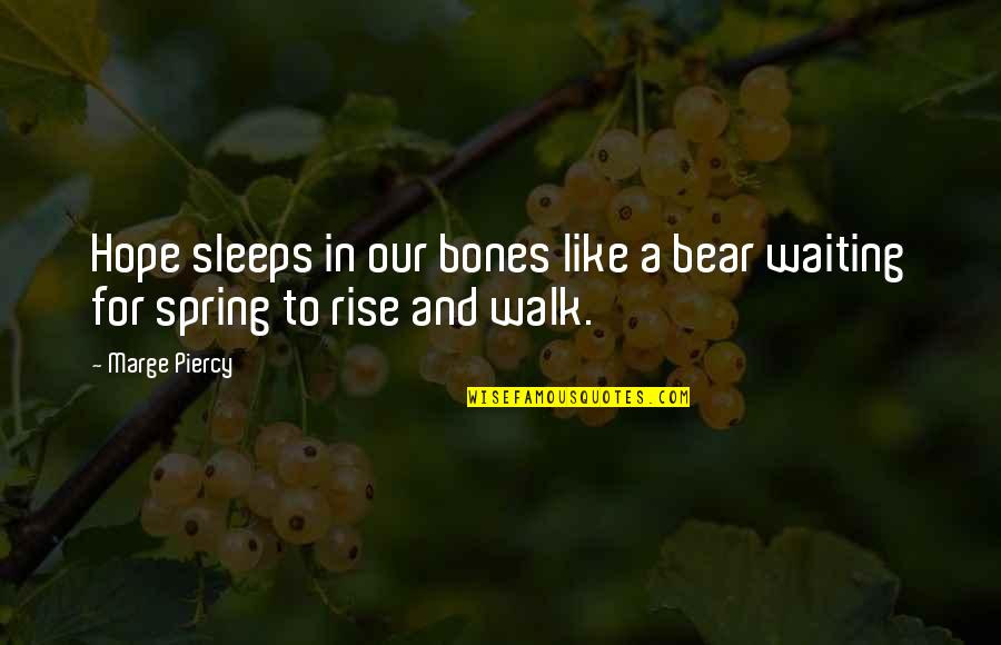 Counterpoise Engine Quotes By Marge Piercy: Hope sleeps in our bones like a bear