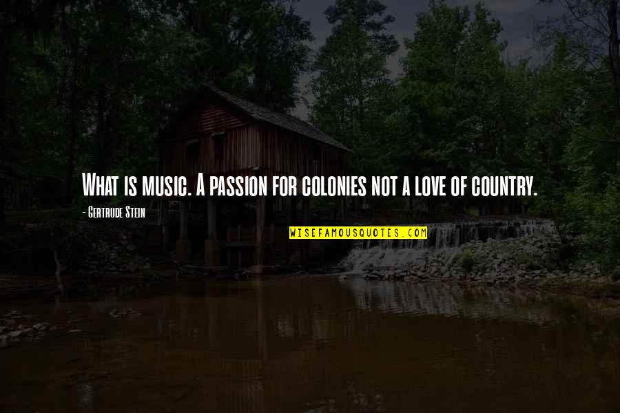 Country What Is Quotes By Gertrude Stein: What is music. A passion for colonies not