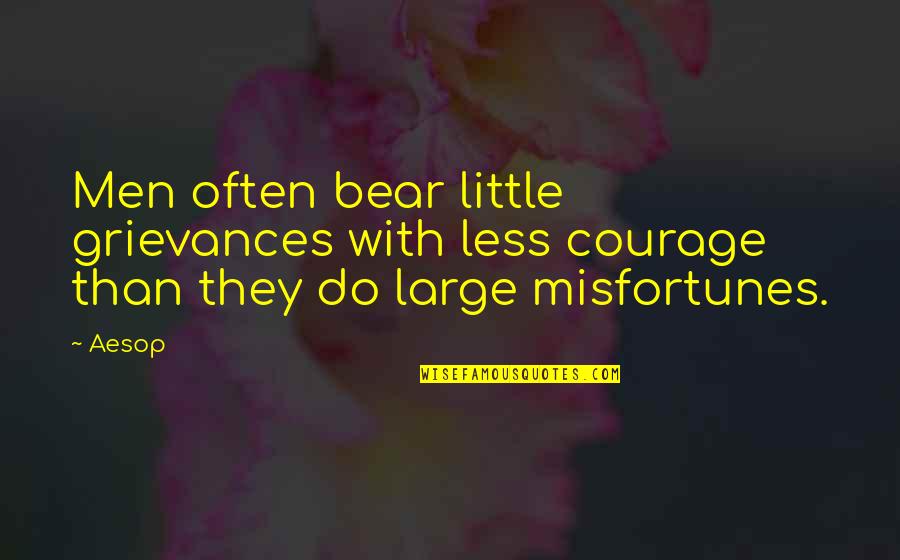 Courage In Adversity Quotes By Aesop: Men often bear little grievances with less courage