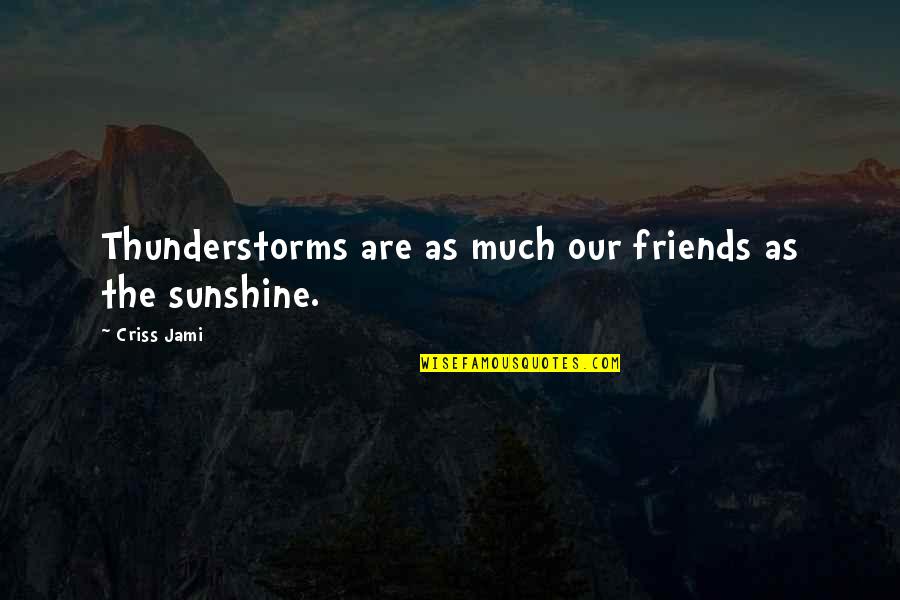 Courage In Adversity Quotes By Criss Jami: Thunderstorms are as much our friends as the