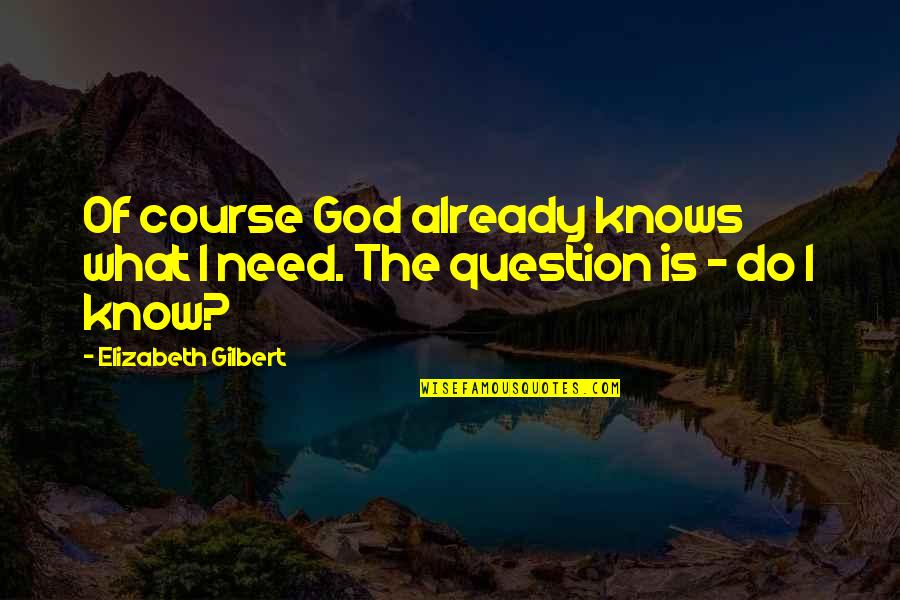 Criscuoli Gavan Quotes By Elizabeth Gilbert: Of course God already knows what I need.