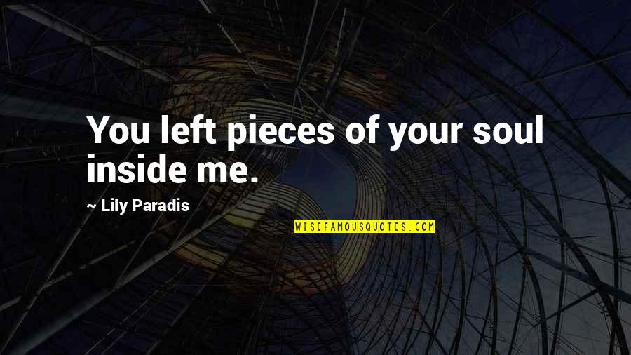 Crystal Methamphetamine Quotes By Lily Paradis: You left pieces of your soul inside me.