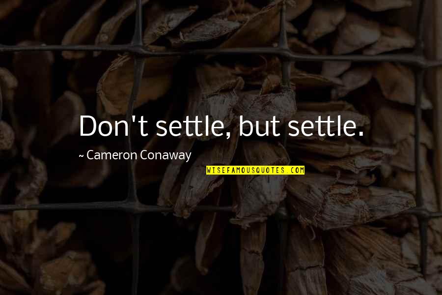 Cubiertas Metalicas Quotes By Cameron Conaway: Don't settle, but settle.