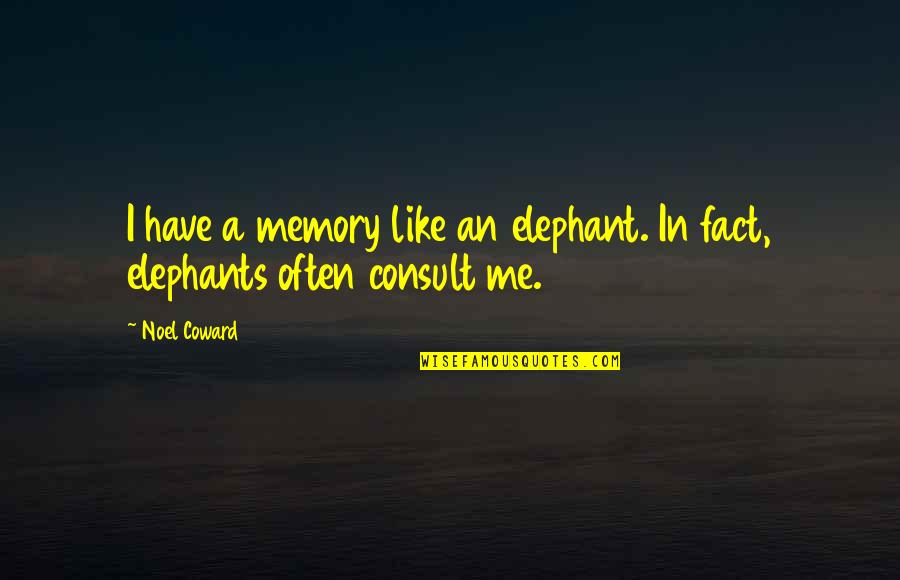 Cucchi Man Quotes By Noel Coward: I have a memory like an elephant. In