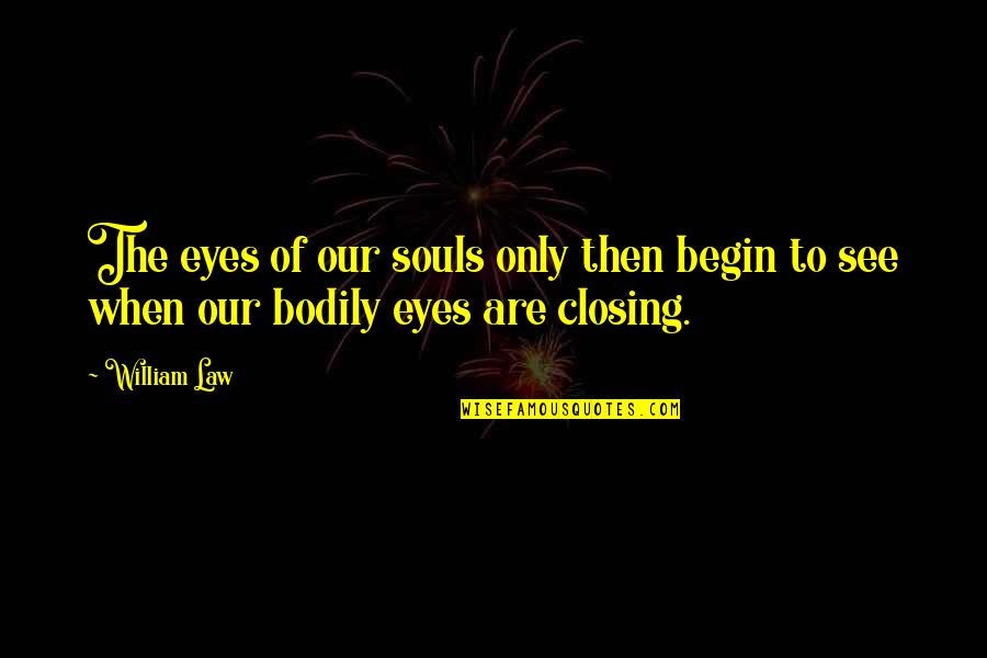 Cuyos Silvestre Quotes By William Law: The eyes of our souls only then begin