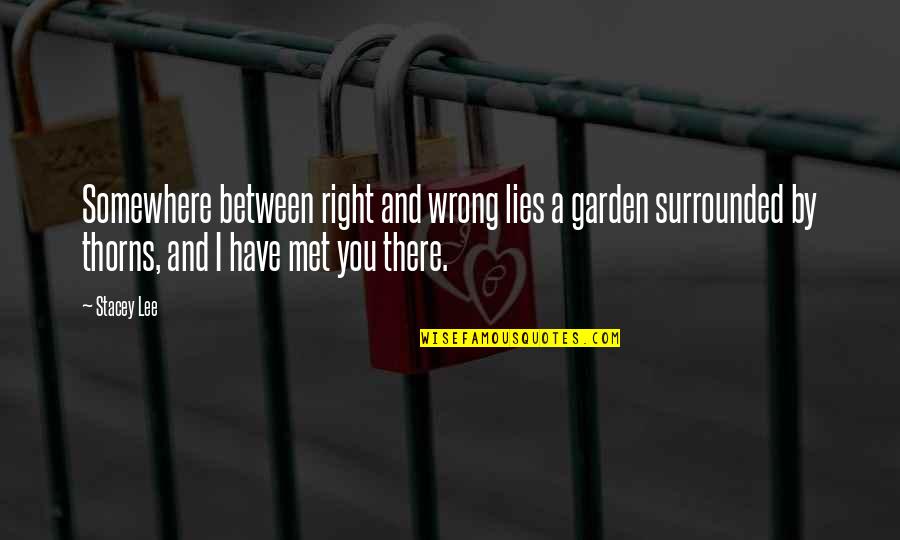 Czns Quotes By Stacey Lee: Somewhere between right and wrong lies a garden