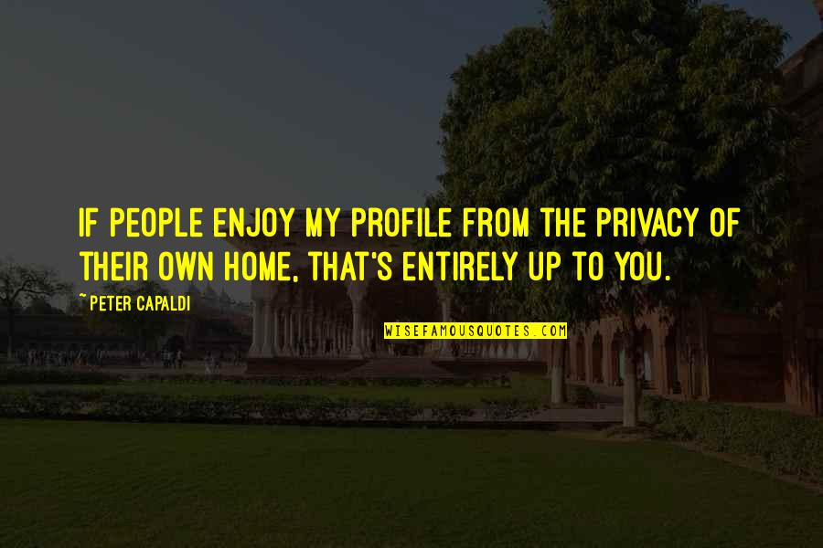 D Una Filmas Quotes By Peter Capaldi: If people enjoy my profile from the privacy