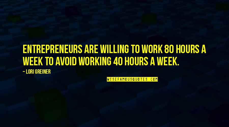 Dairy Milk Quotes By Lori Greiner: Entrepreneurs are willing to work 80 hours a