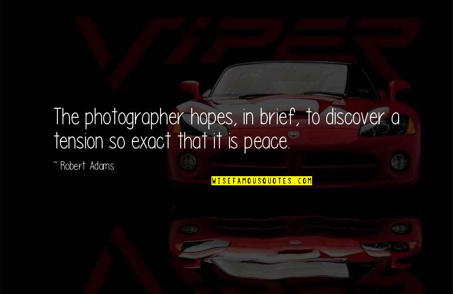 Daprile D D Quotes By Robert Adams: The photographer hopes, in brief, to discover a