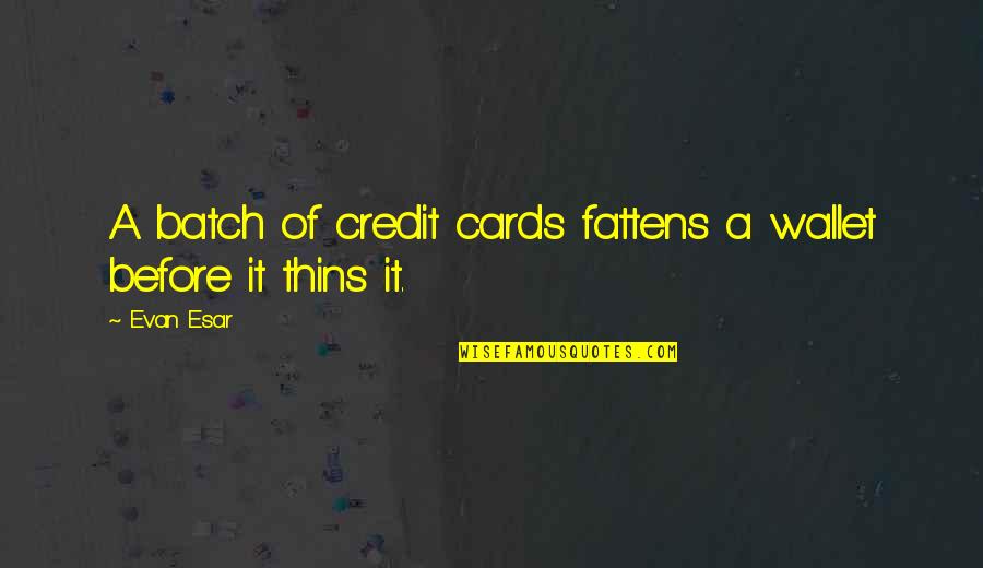 Dark Mystical Quotes By Evan Esar: A batch of credit cards fattens a wallet