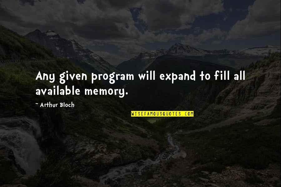 David Zimmer Quotes By Arthur Bloch: Any given program will expand to fill all