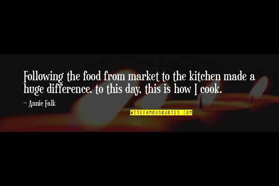 Day On The Beach Quotes By Annie Falk: Following the food from market to the kitchen