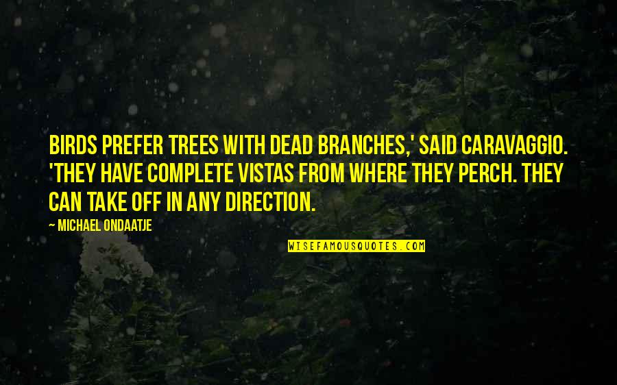 Dead Trees Quotes By Michael Ondaatje: Birds prefer trees with dead branches,' said Caravaggio.