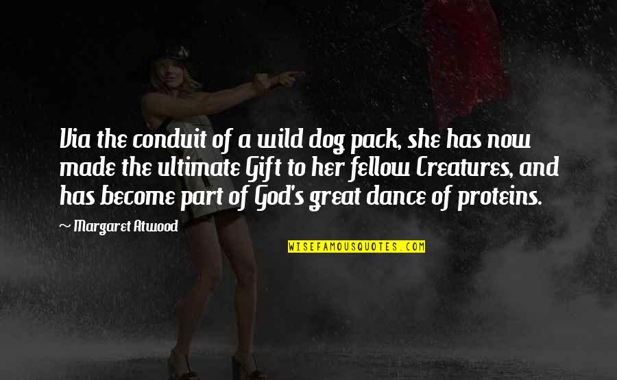 Death Dog Quotes By Margaret Atwood: Via the conduit of a wild dog pack,