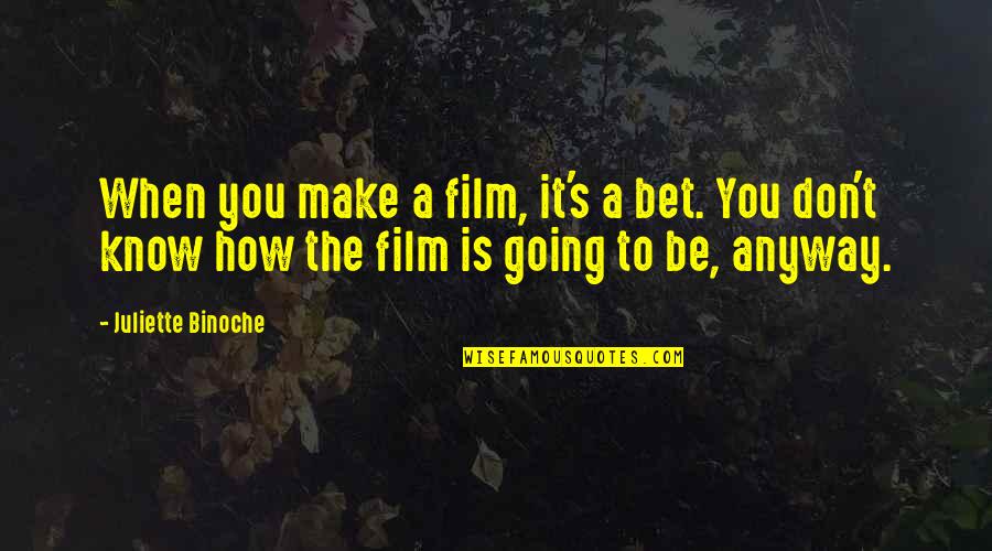 Death Of A Stepmother Quotes By Juliette Binoche: When you make a film, it's a bet.