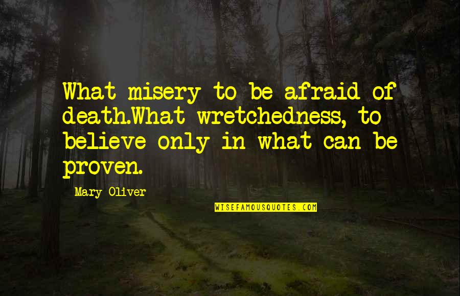 Death/quotations Quotes By Mary Oliver: What misery to be afraid of death.What wretchedness,