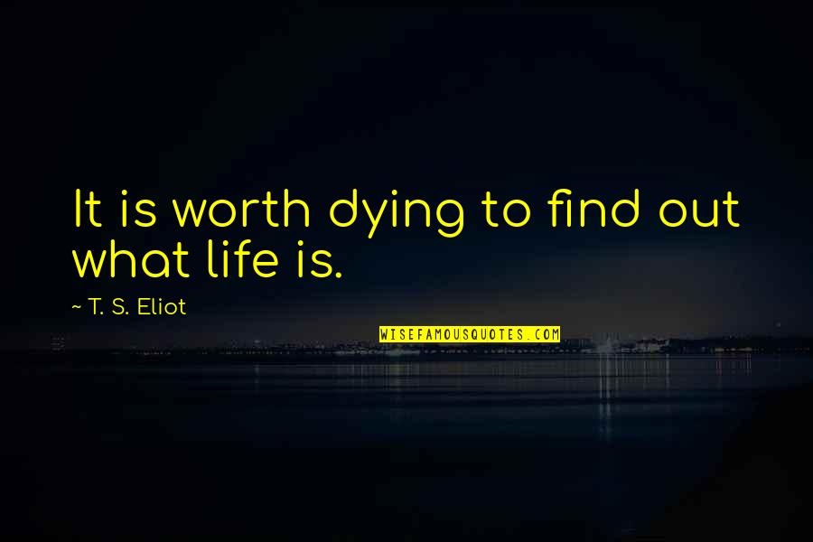 Death To Life Quotes By T. S. Eliot: It is worth dying to find out what