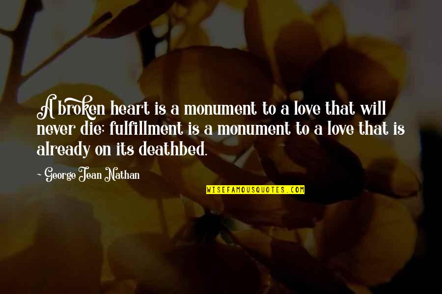 Deathbed Love Quotes By George Jean Nathan: A broken heart is a monument to a