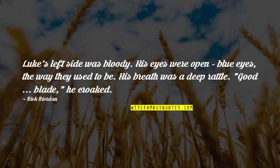 Deep Into My Eyes Quotes By Rick Riordan: Luke's left side was bloody. His eyes were