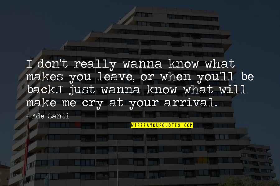 Deep Me Quotes By Ade Santi: I don't really wanna know what makes you