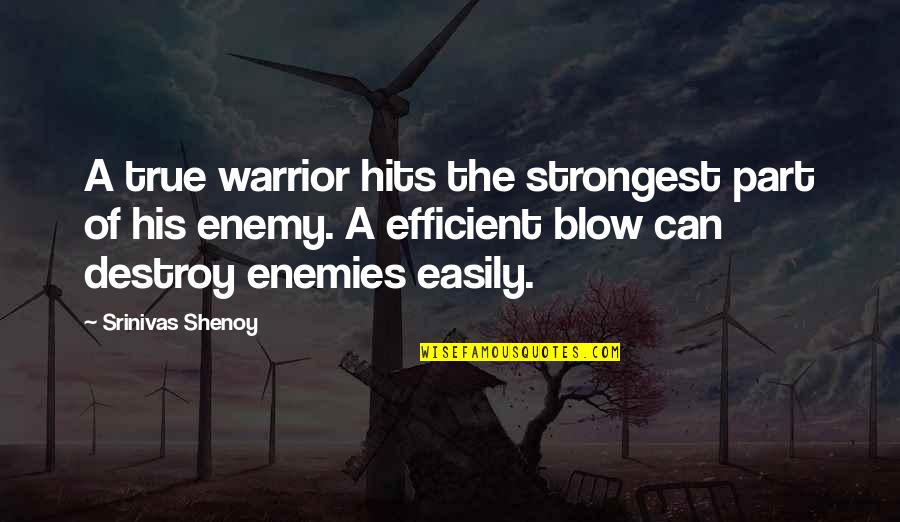 Deliberate Living Quotes By Srinivas Shenoy: A true warrior hits the strongest part of