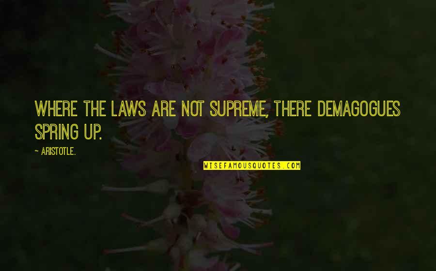 Demagogues Quotes By Aristotle.: Where the laws are not supreme, there demagogues