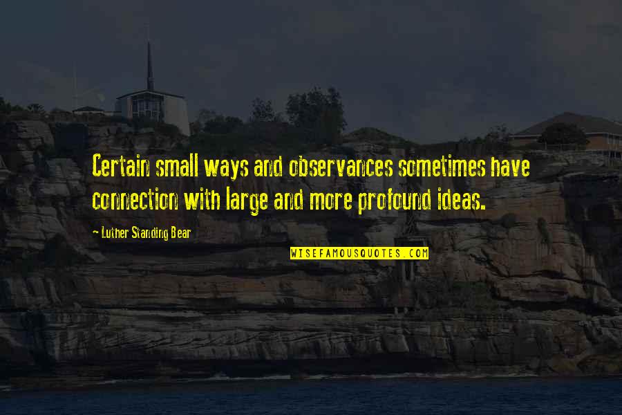 Deoarece Dex Quotes By Luther Standing Bear: Certain small ways and observances sometimes have connection