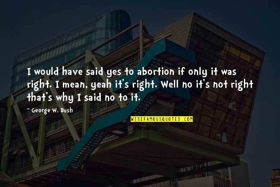 Desfasurare Cilindru Quotes By George W. Bush: I would have said yes to abortion if