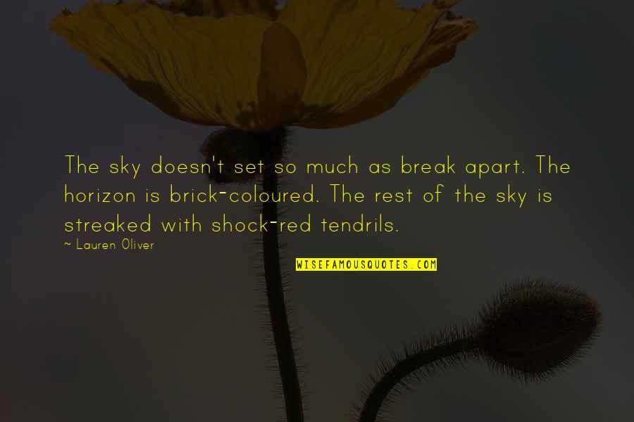 Deshazer Toren Quotes By Lauren Oliver: The sky doesn't set so much as break
