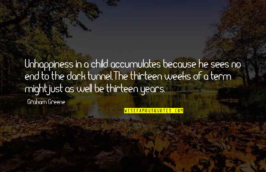 Desplome Bitcoin Quotes By Graham Greene: Unhappiness in a child accumulates because he sees