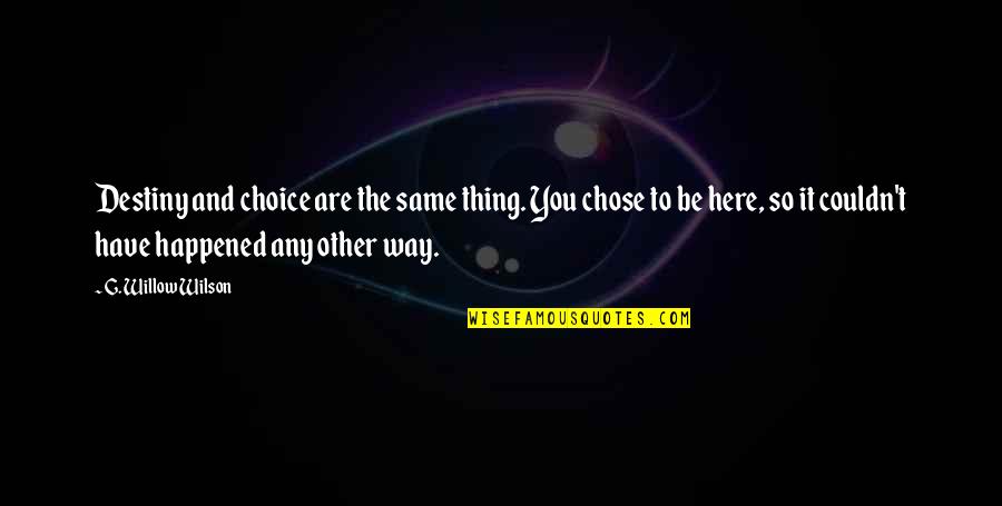 Destiny And Choice Quotes By G. Willow Wilson: Destiny and choice are the same thing. You