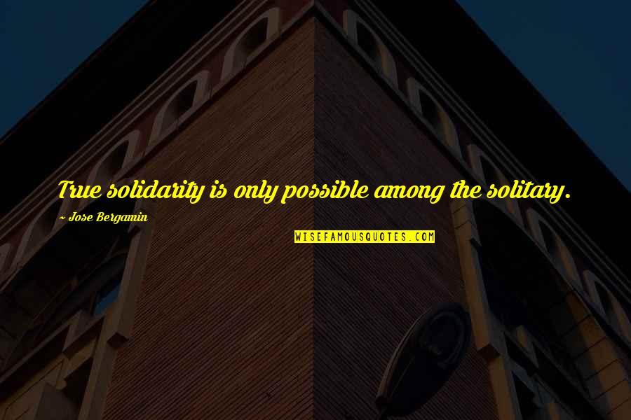 Dexter Nebraska Quotes By Jose Bergamin: True solidarity is only possible among the solitary.