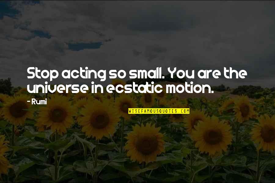 Dhimani Quotes By Rumi: Stop acting so small. You are the universe