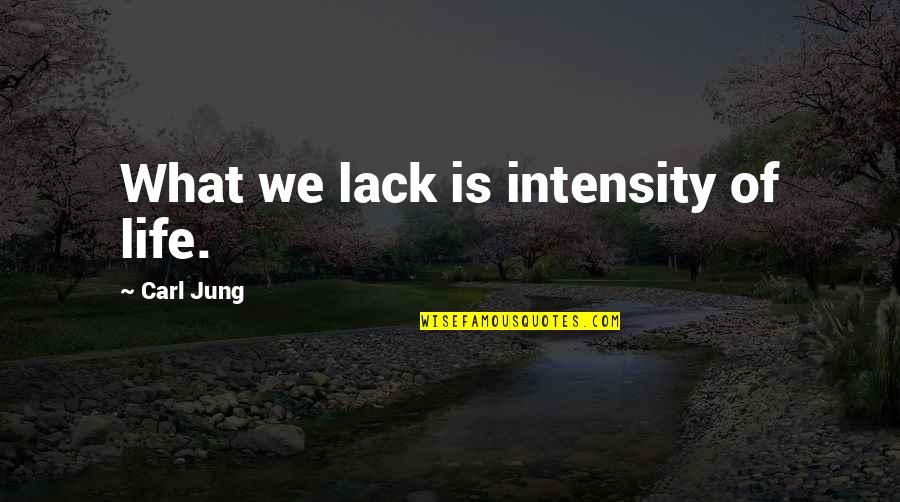Dhjetori Quotes By Carl Jung: What we lack is intensity of life.