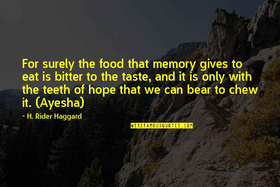 Diederick Santer Quotes By H. Rider Haggard: For surely the food that memory gives to