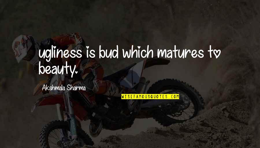 Discovering Wes Moore Quotes By Akshmala Sharma: ugliness is bud which matures to beauty.