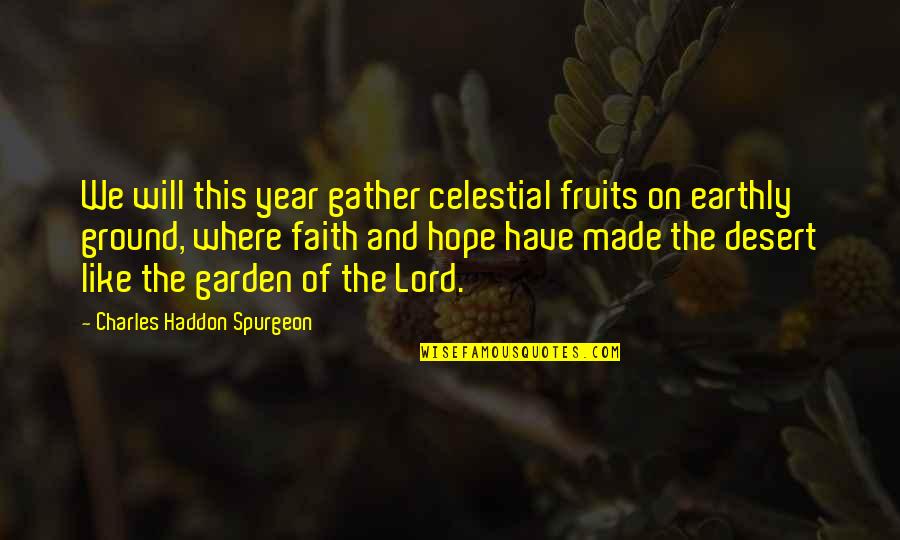 Disembarkation Syndrome Quotes By Charles Haddon Spurgeon: We will this year gather celestial fruits on