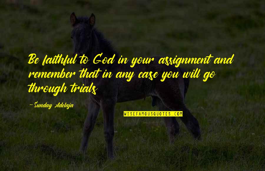 Disentanglement Puzzles Quotes By Sunday Adelaja: Be faithful to God in your assignment and