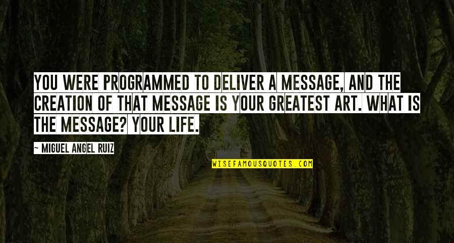 Disrupters Shoes Quotes By Miguel Angel Ruiz: You were programmed to deliver a message, and