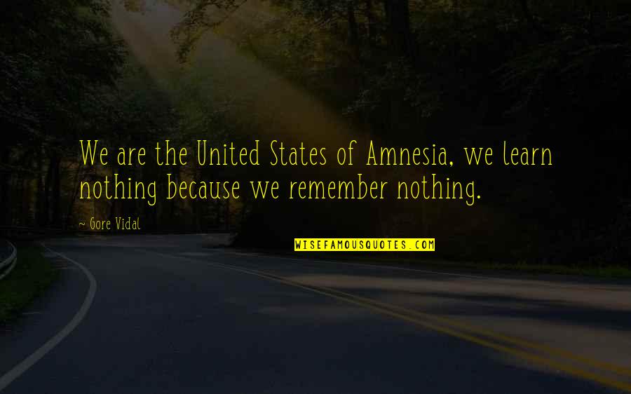 Ditchers Quotes By Gore Vidal: We are the United States of Amnesia, we