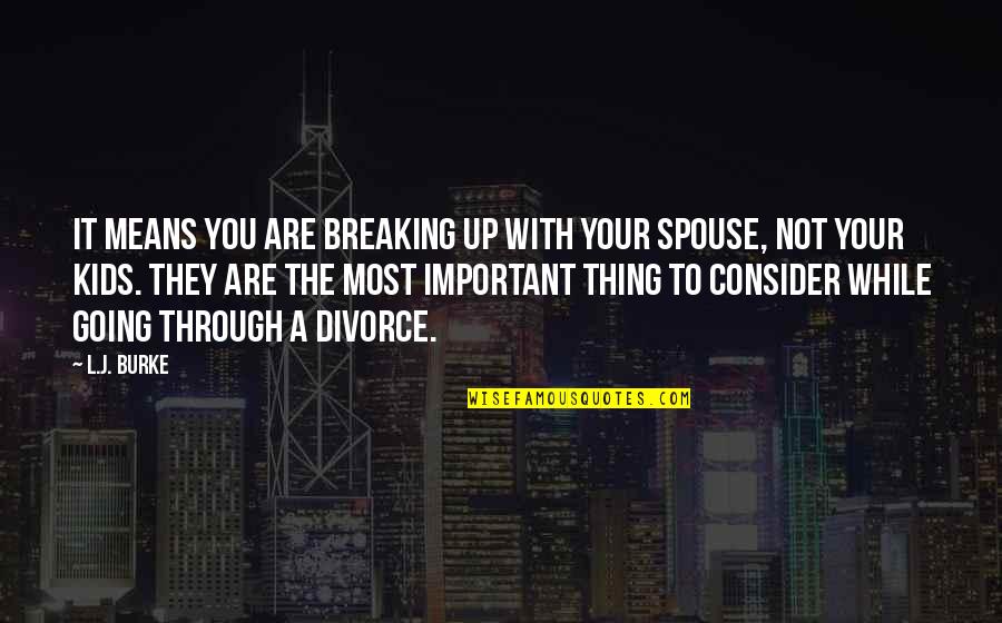 Divorce And Kids Quotes By L.J. Burke: It means you are breaking up with your