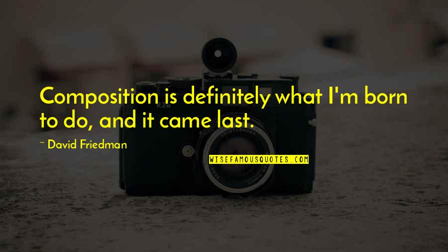 Doctor Insta Quotes By David Friedman: Composition is definitely what I'm born to do,